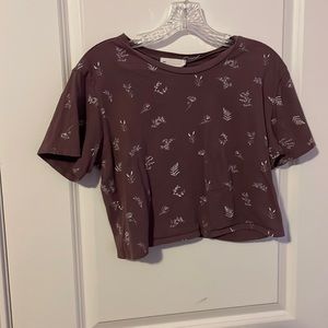 Purple floral oversized crop top